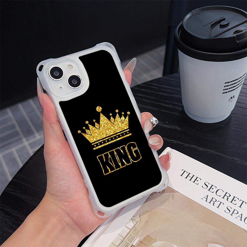 

Мягкие чехлы для iPhone 16 15 13 12 11 14 Pro Max 7 8 Plus XR Четыре угла Защитный чехол от падения Дополнительный шнурок N94 Queen King Crown for iPhone 16 Pro Max