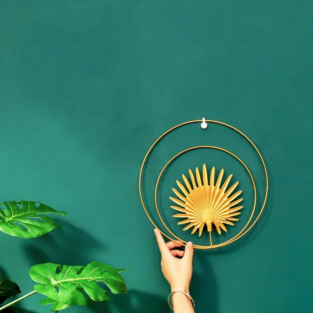 Gold Wall Hanging Decor 11.02in Gold Leaf Wall Decor Round Leaf Decoration  Indoor Wall Decor