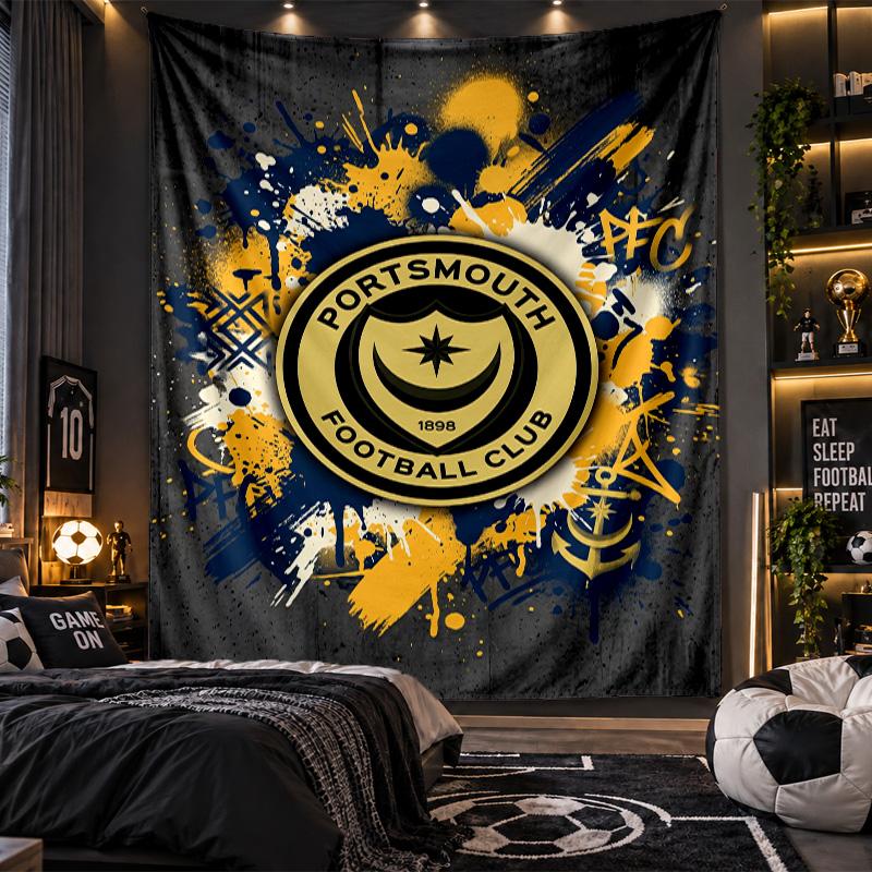 Wall Hanging Tapestry Portsmouth FC Print Cloth for Living Room Bedroom Home Decor