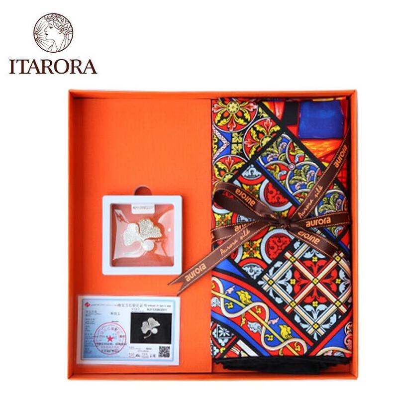 

ITARORA Aurora Dawn Kiss Шёлковый шарф и брошь Dawn Kiss