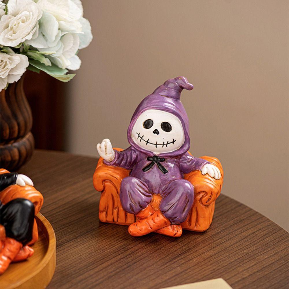 Cute Ghost Art Sculpture Spooky Ghost Statue Ornament Halloween Sofa Ghost Figure  Gift