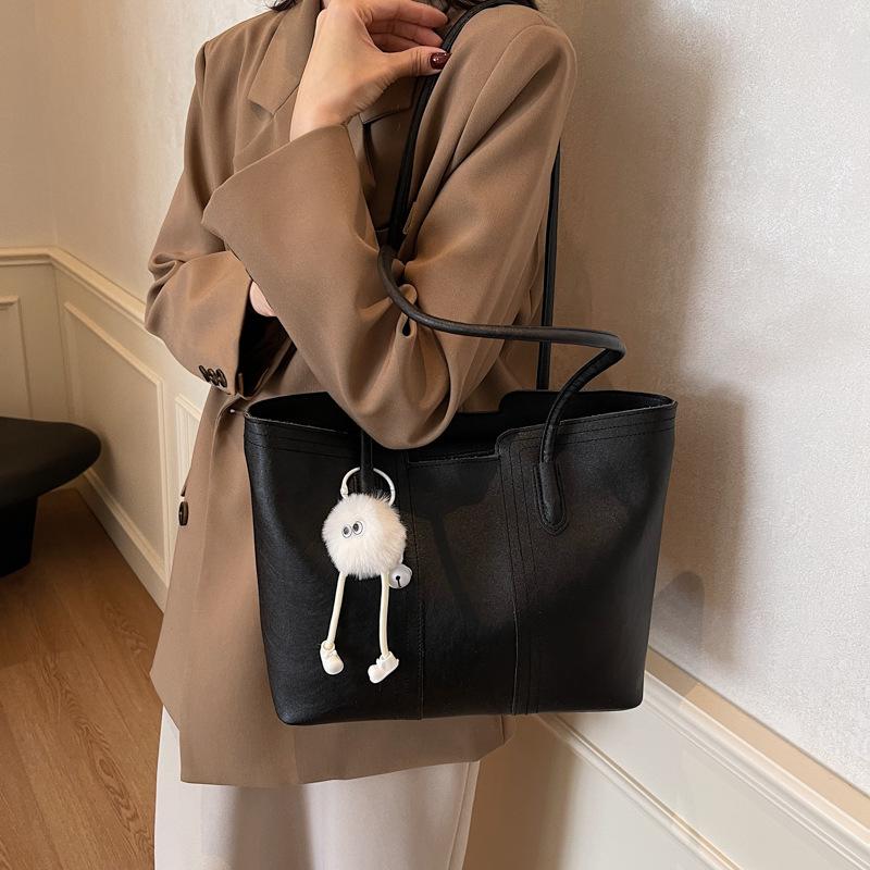 Simple High-end Bag Women's New Versatile Commuter Shoulder Bag College Students Class Tote Bag Large Capacity