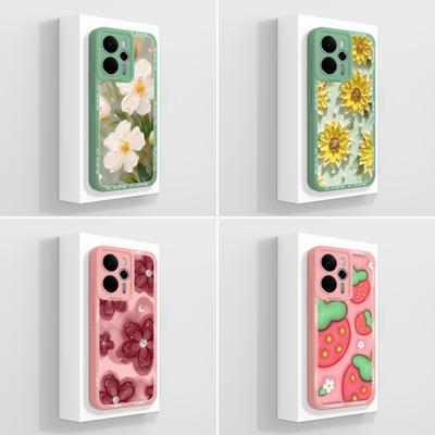 Kryt pouzdro pro Oppo Realme 14 14T 14X P3 K12s K13 A3 A5 Pro Módní Elegantní Vzor Květin Tekutý Silikon Protiskluzový Ochranný Film na Displej Pro Oppo Skořepina