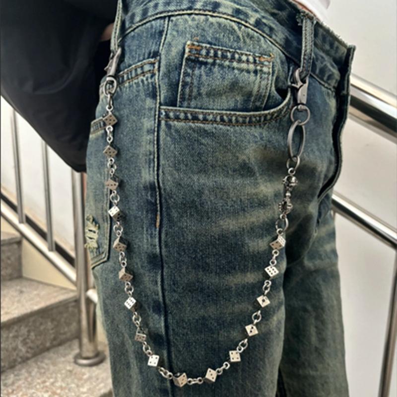 Vintage Punk Dice Pants Waist Chain Men Cool Jeans Chain Keychain Wallet Chain Gothic Biker Fashion Accessories