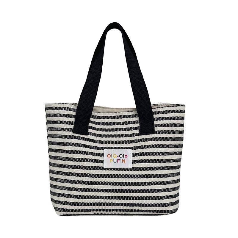 

Large Capacity Striped Canvas Tote Bag for Autumn and Winter