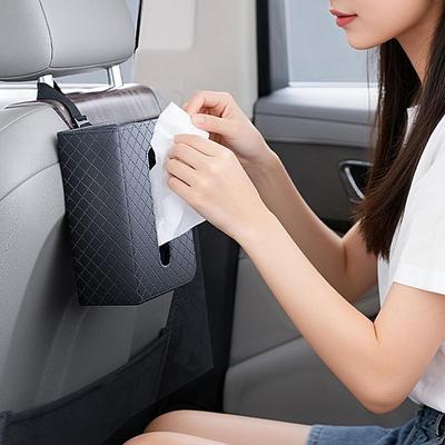 Car Tissue Box Large Rectangle PU Leather Home Supplies with Elastic Bands Tissue Box Holder for Home Desk Offices Table Dresser