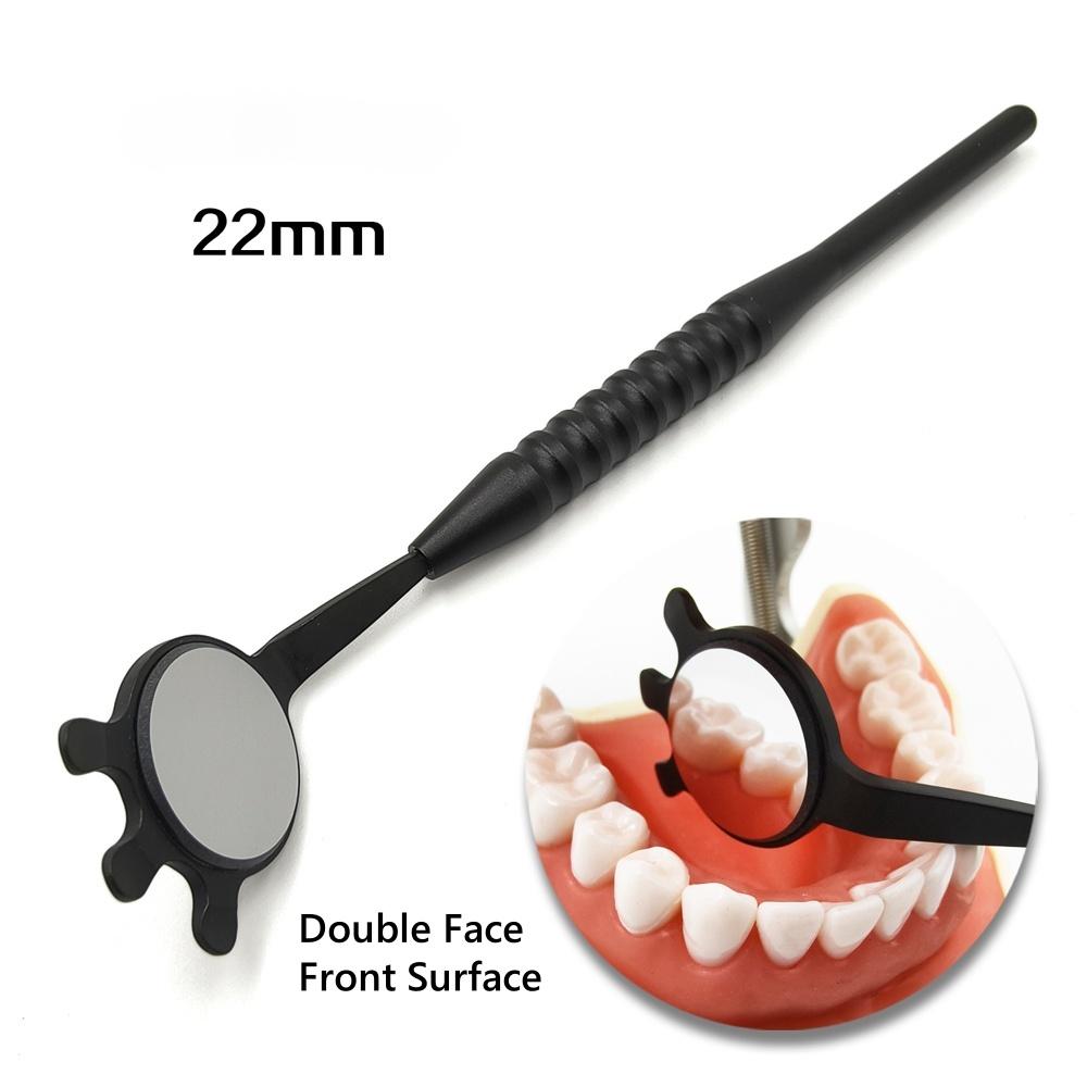 

Dental Odontoscope Front Surface Mouth Mirror with handle Oral Care Examination Hygiene Glass Rhodium Mirror 1 set E double 22mm