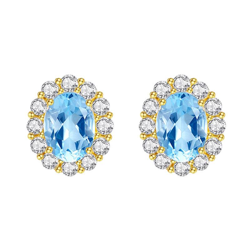 S925 Sterling Silver Earrings Women Natural Topaz Peridot Crystal Personality High Sense Ear Jewelry