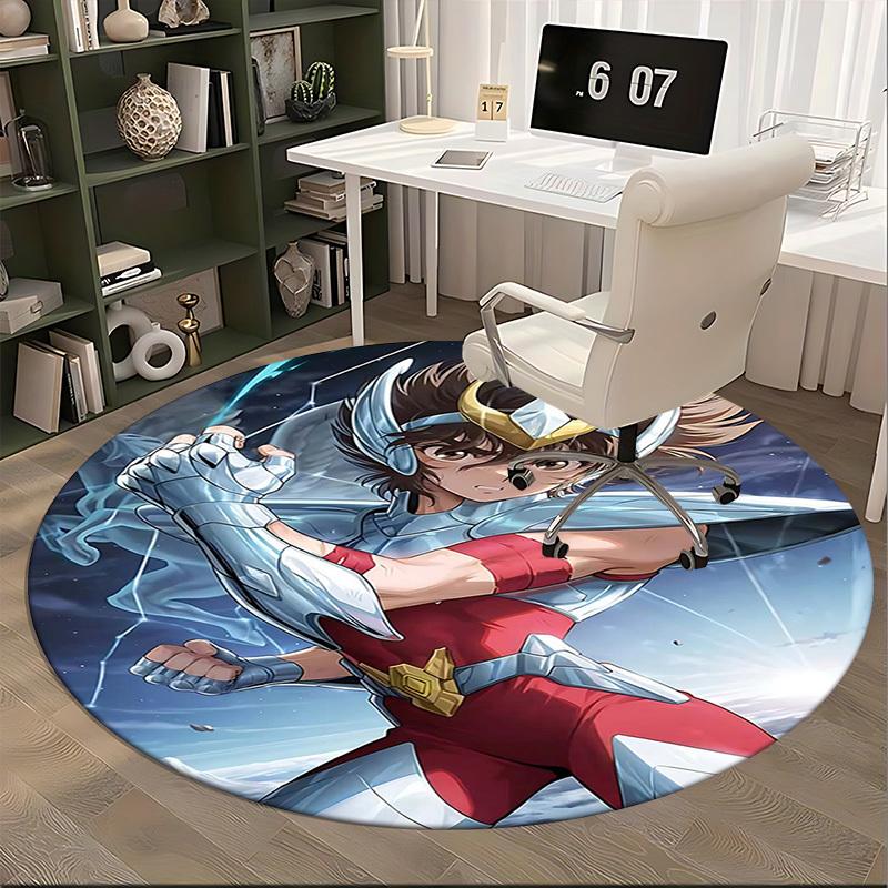 1pc Saint Seiya Athena Round Carpet - Anime Design Office Chair Mat