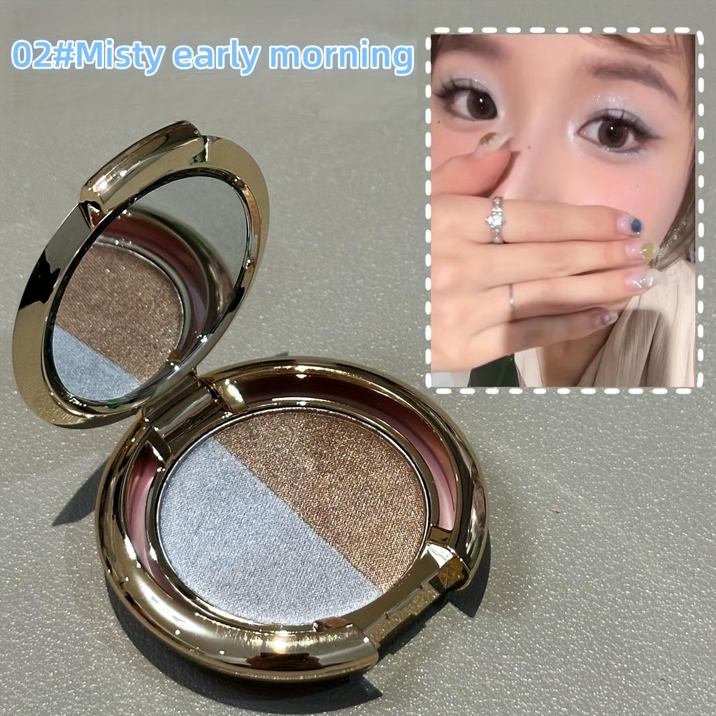 Zweifarbiger Lidschatten Schimmer & Smoky Braun/Blau-Schwarz Mehrfarbige Lidschattenpalette - Nass-/Trockenformel, Langanhaltender wasserfester & schweißfester Lidschatten