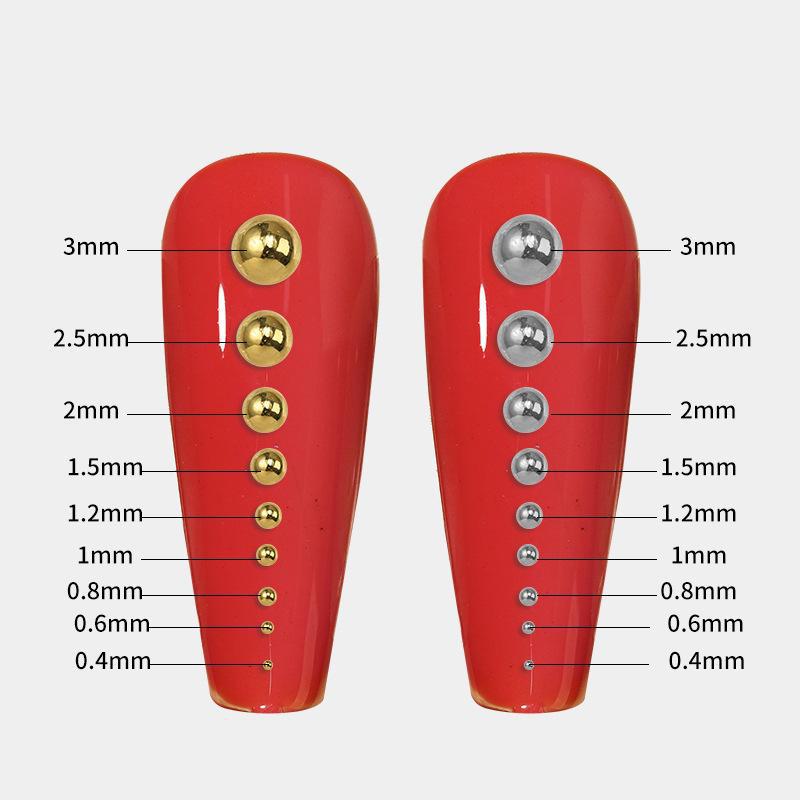 Schatzkiste für Nailart in Roségold und Silber: 0,4 mm Stahlperlen für gemischte DIY-Nageldekorationen.