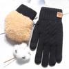New Double layer Thickened Plush Winter Touch Screen Gloves Cold-proof and Warm Plush Men's Knitted Gloves