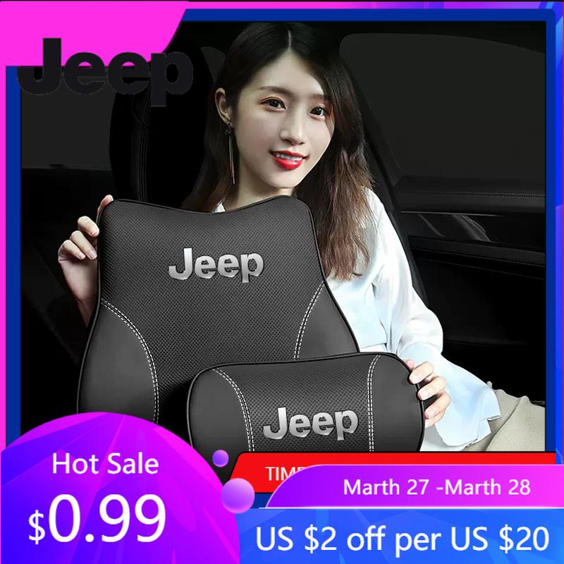 Per Auto Jeep Supporto Lombare Cuscino Vita in Pelle per Poggiatesta Sedile Per Jeep Grand Cherokee Wrangler JK Gladiator Compass Rene