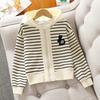 Girls Hooded Striped Baseball Jacket for Spring Autumn Winter
