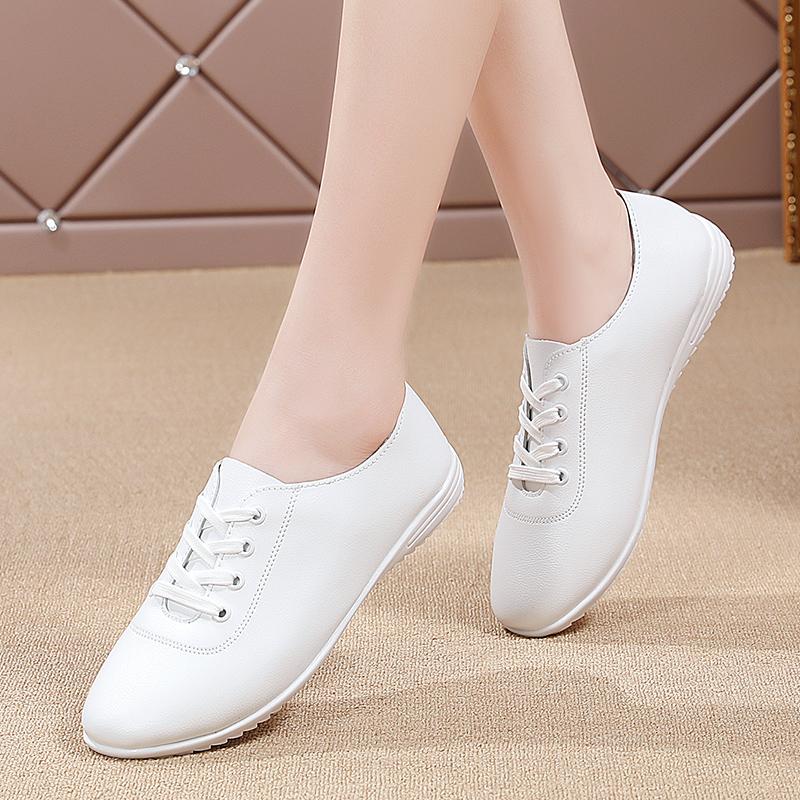Women's Flats Lacing Black Driving Shoes Comfort Casual White Walking Minimalist Business Office Shoes Large Size