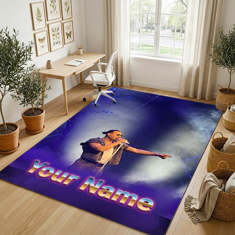 Personalized Crystal Velvet Carpet,Apache 207 Custom Printed Name, Plush Area Rug For Home Indoor Decor