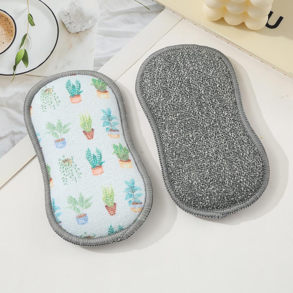 Kitchen Dishwashing Sponge Wipe Double-Sided Printing Dishwashing Sponge Block Kitchen Cleaning Tool Brush Dish Brush Pot Sponge Brush