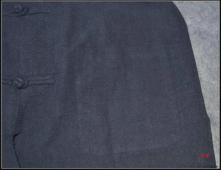 Chaqueta Tang de Algodón-Lino de Manga Larga para Hombre - Estilo Retro Chino Primavera Blazer Zhongshan