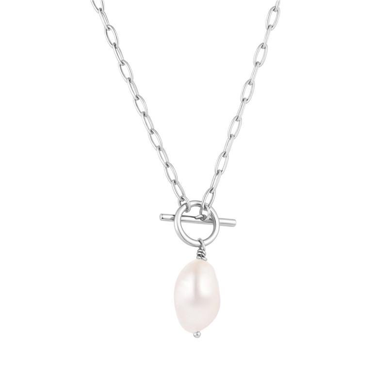 

Arvaleff 925 Pearl Stainless Steel Necklace, Electroplated 14K Gold & Silver Cross-Border Jewelry Design серебряный