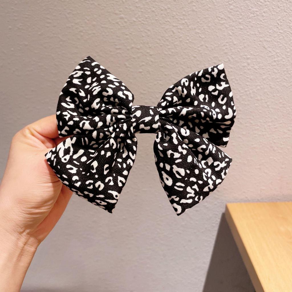 Korean Leopard Print Bow Hairpin – Stylish Adult Headpiece