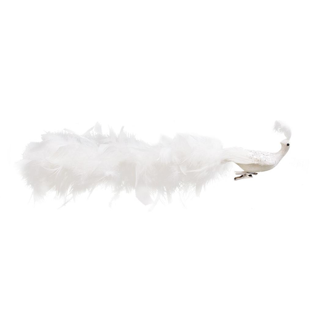 Christmas Tree Ornaments 3D Realistic Simulated Peacocks with Long Tail Natural Feathers Hanging Decoration Party Home