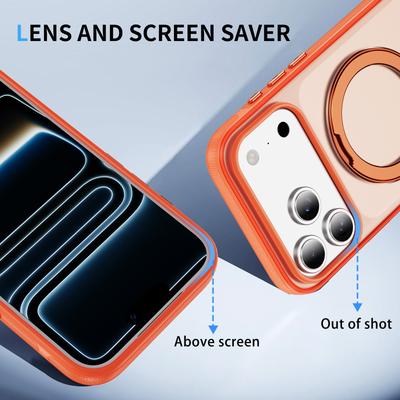 360-degree Rotating Magnetic Suction Stand Skin-feel Mobile Case for iPhone 17 Pro Max 16 15 14 13 Shockproof For Magsafe Cover