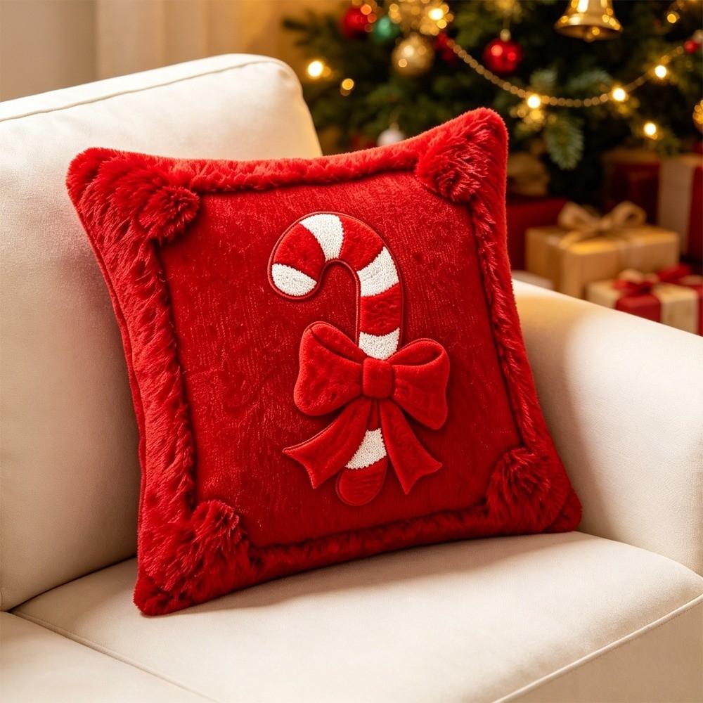 Breathable Bowknot Pillow Cover 45x45cm Plush Pillow Case Christmas Pillowcases Christmas Decor