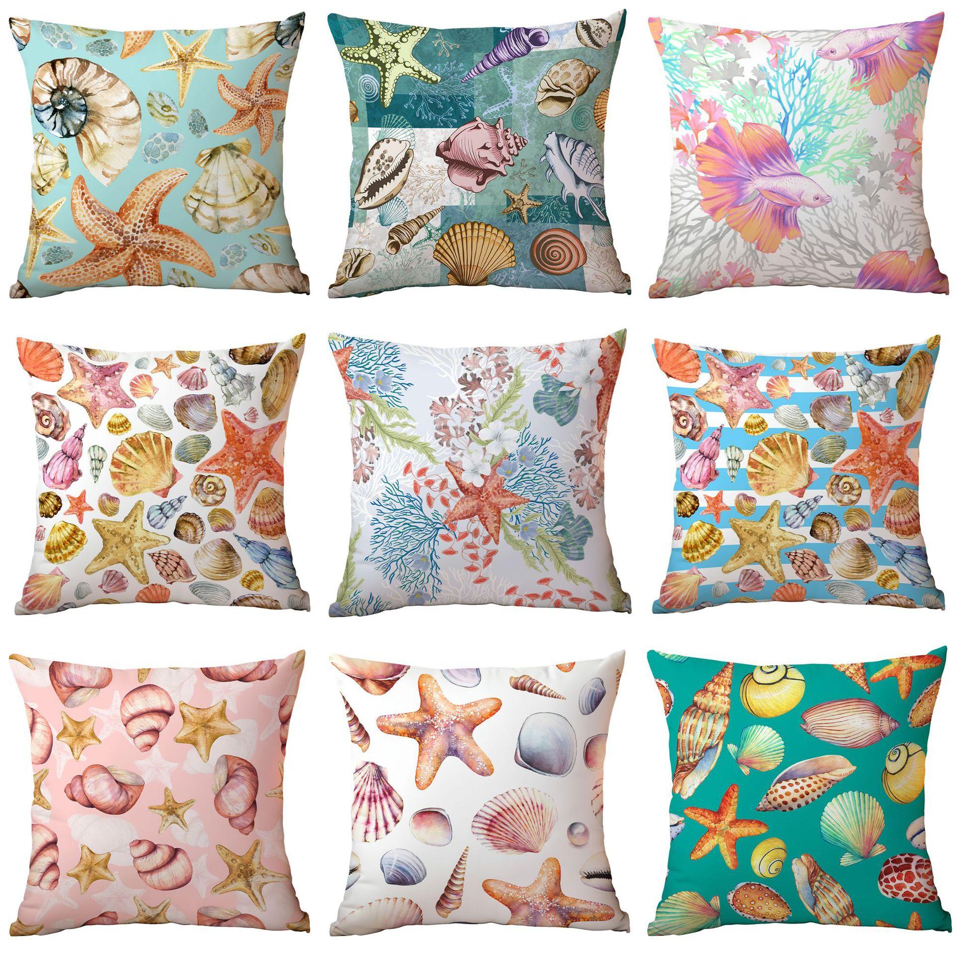 

New Marine Biopolyester Pillowcase Holiday Home Sofa Cushion Pillowcase Decoration 45 * 45Cm