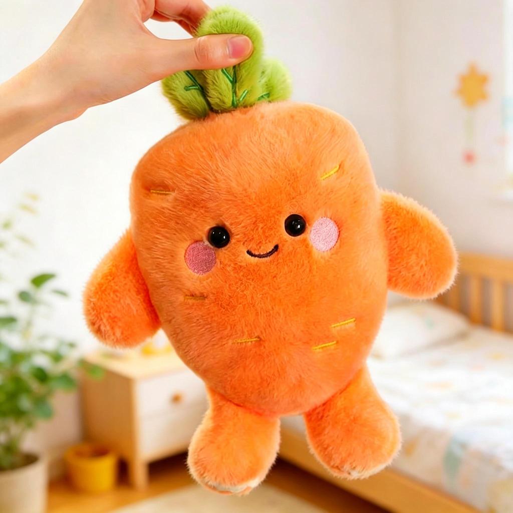 Cute Carrot Turnip Plush Toy Soft Vegetable Stuffed Pillow Cartoon Farm Doll Home Desk Decor Kids Boy Girl Birthday Gift
