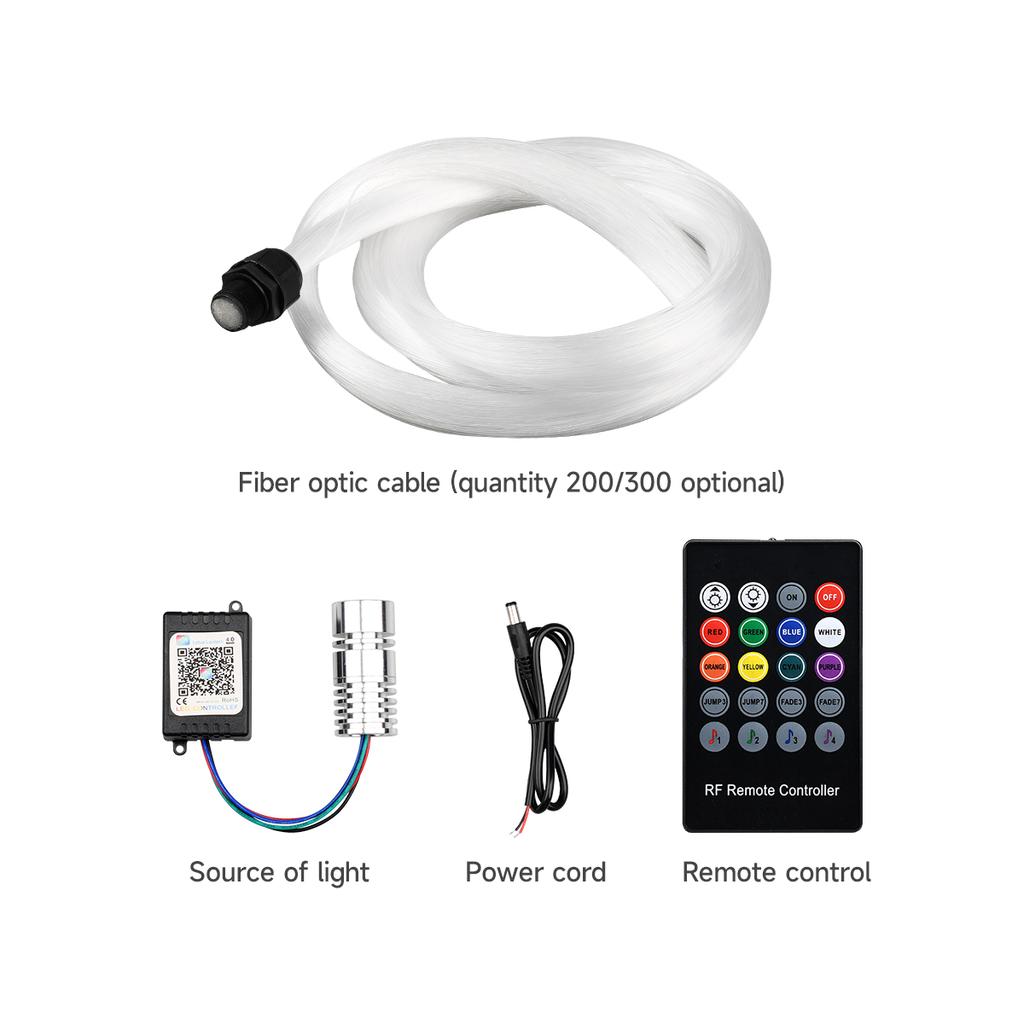 6W 3M Twinkle Starry Sky APP Remote Led Car Roof Star Light Fiber Optic Interior Ceiling Decorative Ambient Atmosphere Lamp
