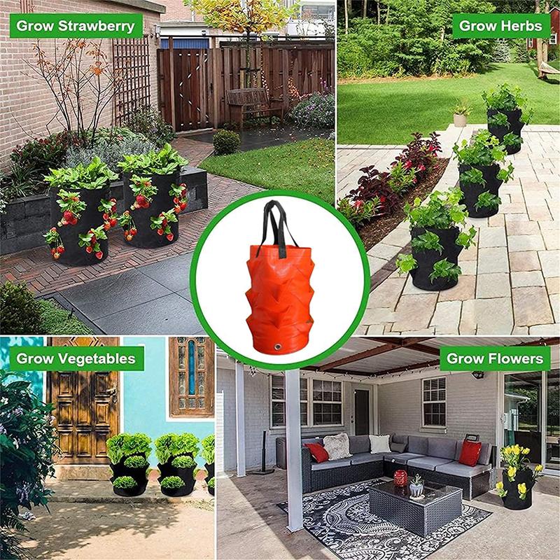 Strawberry Hanging Flower Pot Bag Herb Growing Container Garden Storage Easy Plant Care & Display Bag