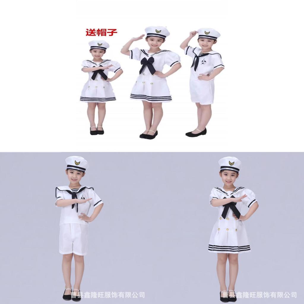 Childrens Navy Uniform Dance Costume With Polyester Fabric For Stage Performance