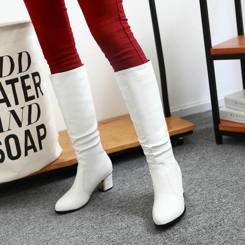 Women's White Knee-High Boots | Slouchy Style, Office Essential Fashion-Forward Footwear