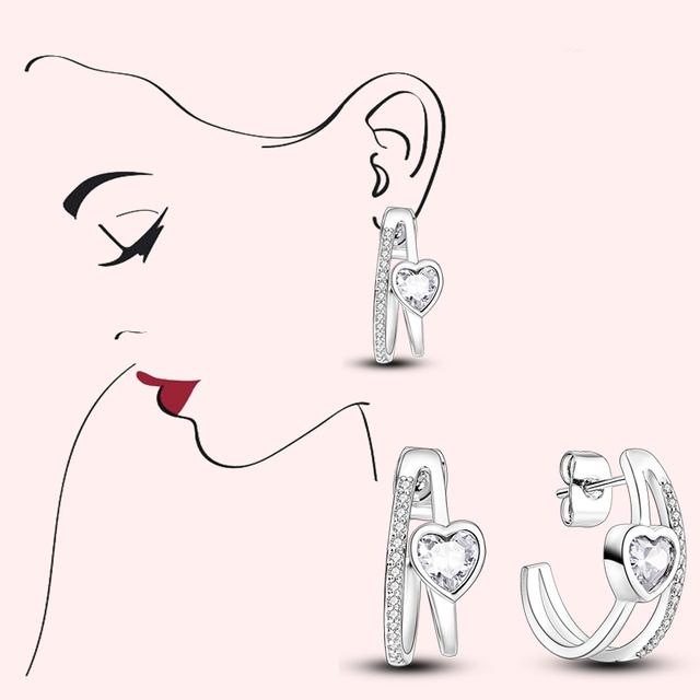 

Новые серьги для женщин, серебро 925 пробы, сверкающие ореолы в форме сердца, серьги-кольца с цветком ромашки, модные женские свадебные украшения, подарки