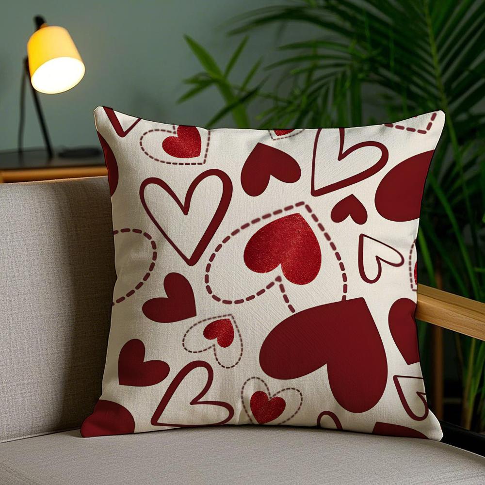 Pink Love Cushion Cover Soft Short Plush Double-Sided Printing Home Decor Machine Washable Pillow Case Gift