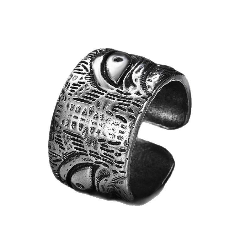 Niche Men's Adjustable Engravable Thai Silver Ring - Aged Retro Fashionable Personality Ring