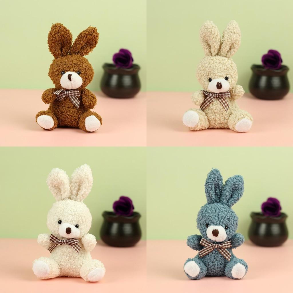 Cartoon Lovable Style Rabbit Plush Toy With Bow Tie Ideal For Backpacks And Keychains