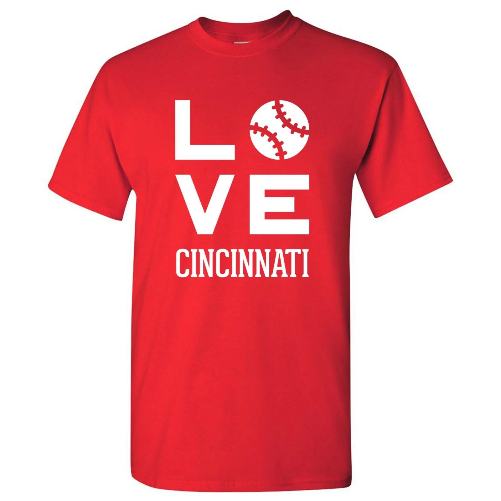 Cincinnati Love Baseball League Team Pride Hometown Majors T Shirt - Red XL