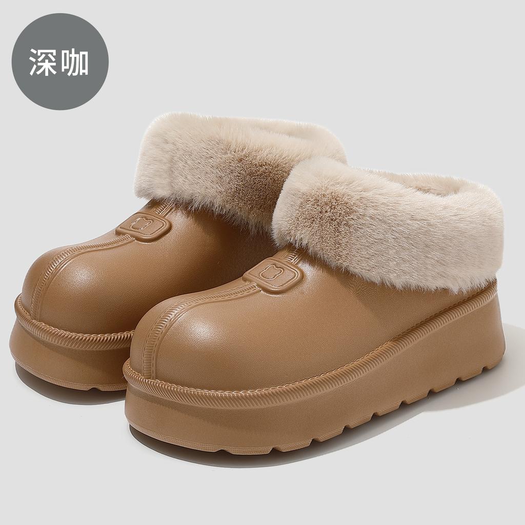 Heel cotton slippers winter casual velvet warm outer wear eva waterproof non-slip thick-soled snow boots