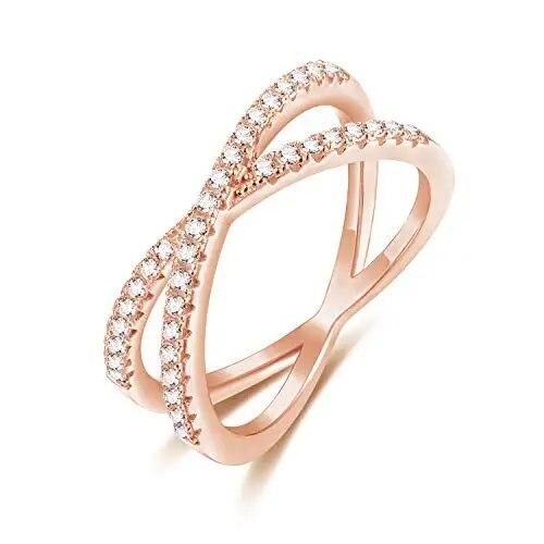 

Срібло 925 проби X Cross Ring Infinite Finger 18K Zirconia CZ Wedding Band Ювелірні вироби Подарунок для жінок Розмір 4-12 13