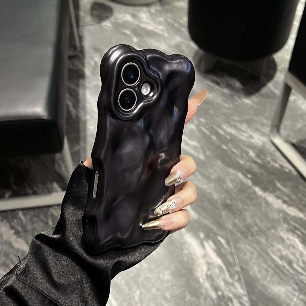 Luxury Glossy Reflective Tinfoil Wave Pattern Case For iPhone 16 Plus 15 14 13 12 Pro Max 11 3D Curved Bright Plating Cover