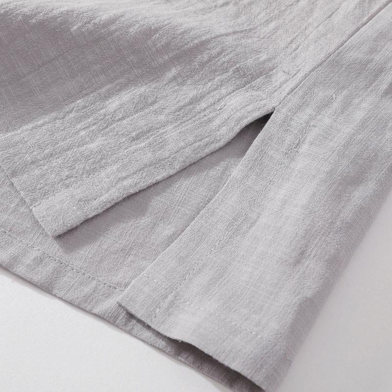 Mens Chinese Style Loose Cotton Linen Two Piece Set V Neck T Shirt Long Pants