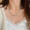 Korean Exquisite Retro Flower Love Heart Beaded Necklace For Women Personality Simple Cool Clavicle Chain Fashion Y2K Jewelry