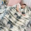 Autumn Winter Bubble Plush Warmth Essentials 3D Tie Dye Throw Blanket Faux Rabbit Fur Texture