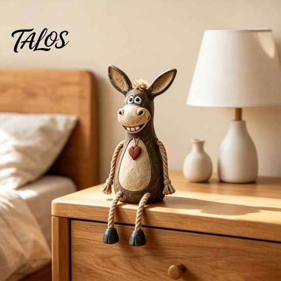 Durable Resin Donkey Statue Shelf Sitter Figurine, Dangling Leg Farm Animal Statue, Rustic Stable Craft Ornament Country Table Edge Ornament, Desktop