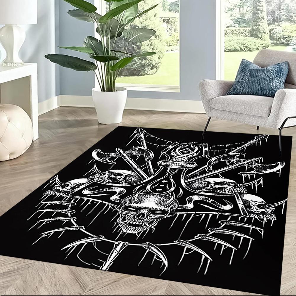 Dark Gothic Skull Art Floor Mats for Living Room, Bedroom and Room Decoration Are Suitable for Gifts.