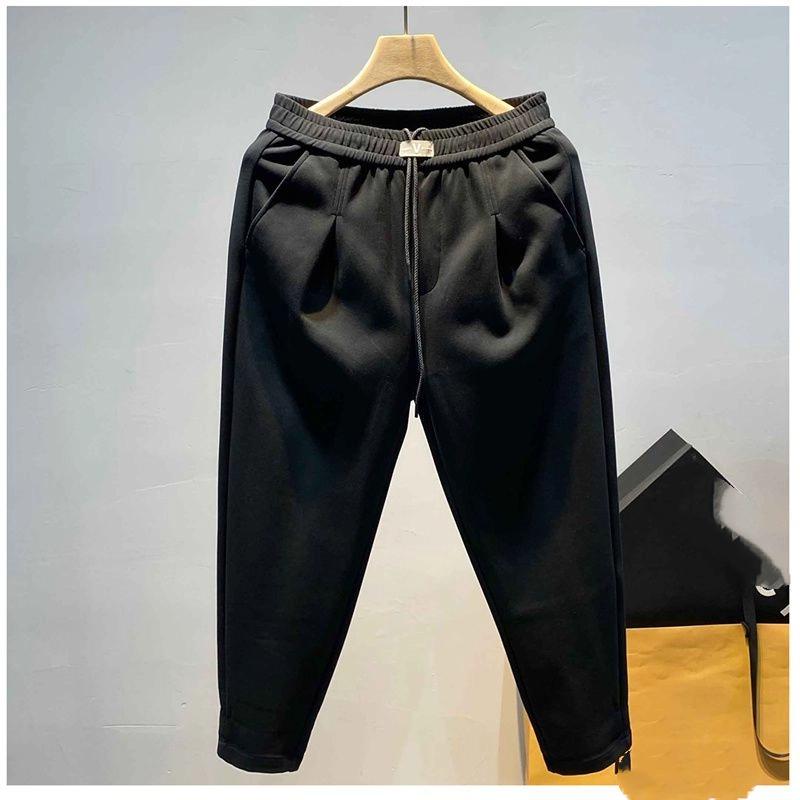 American Retro Spring Autumn Men's New Spliced Elasticized Pocket Fashion Solid Loose Minimalist Casual Harem Pants