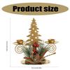 Gold Metal Double Candle Stand for Christmas Celebration Pinecones Berries Iron Candlestick Centerpieces Candle Holders