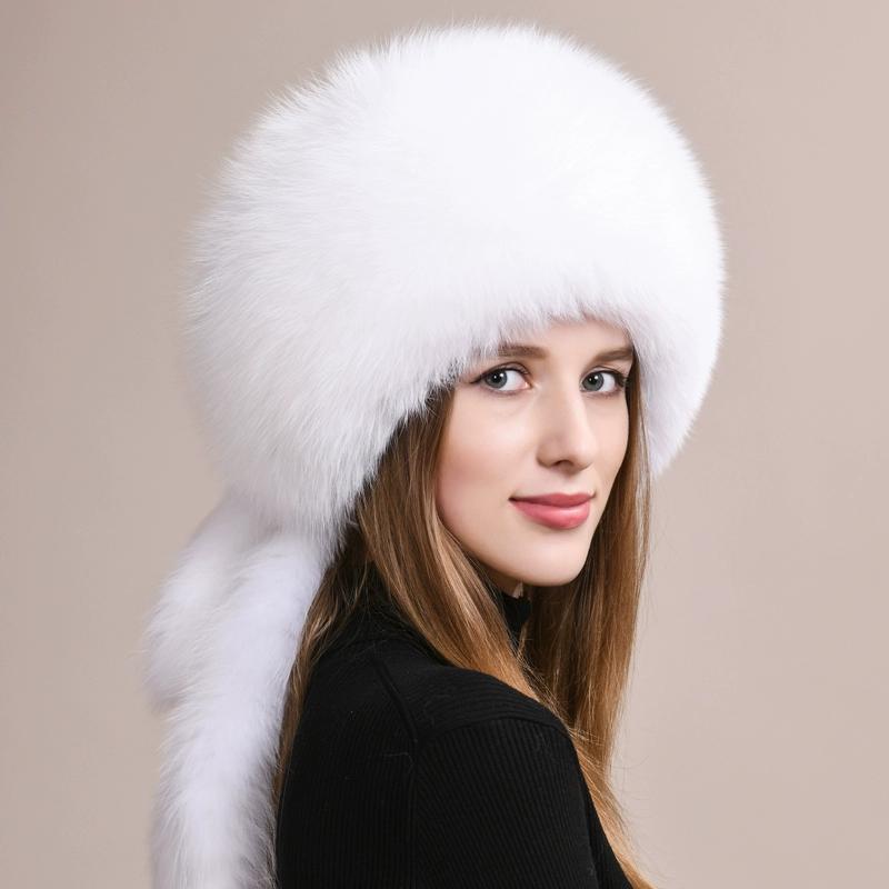 Fox fur hat women's winter leather Mongolian hat ethnic wind ear protection warm Northeast mink straw hat children winter