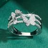 Sterling Silver Ring Features a Multi-layered Design, with a Cute Butterfly Embedded On the Band, Adorned with Sparkling Artificial Zirconia